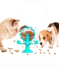 Interactive Windmill Turntable Puzzle Toy for Small Dogs and Cats - Multi-Functional Slow Feeder