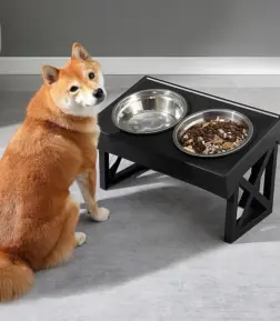 Adjustable Height Dog Bowl Stand with Slow Feeding Option - Suitable for Medium to Large Dogs