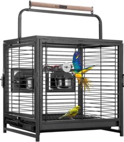 19 Inch Wrought Iron Bird Travel Carrier Cage