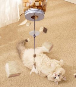 Interactive Cat Toy Food Dispenser with Feather and Bell